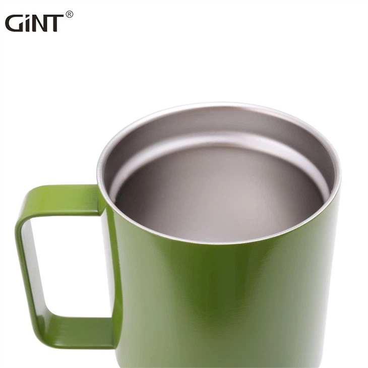 Stainless Steel Insulated Travel Coffee Vacuum Mug With Handle And Sliding Lid factory