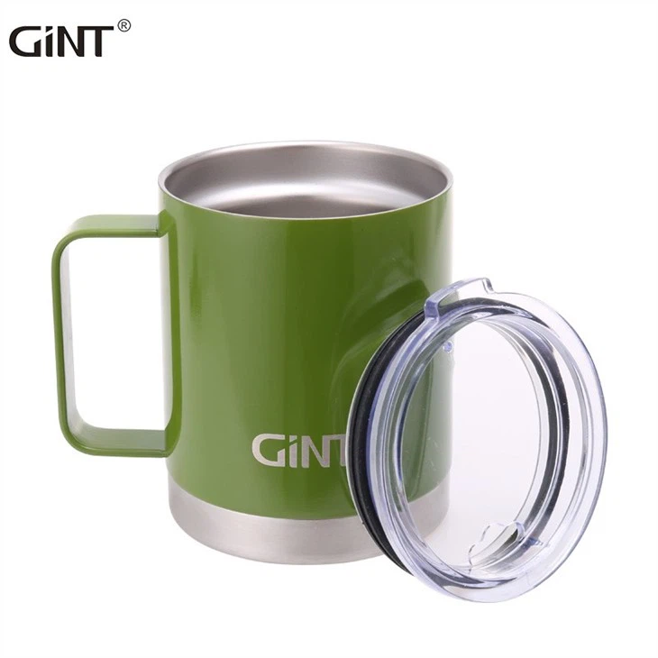 Stainless Steel Insulated Travel Coffee Vacuum Mug With Handle And Sliding Lid for sale